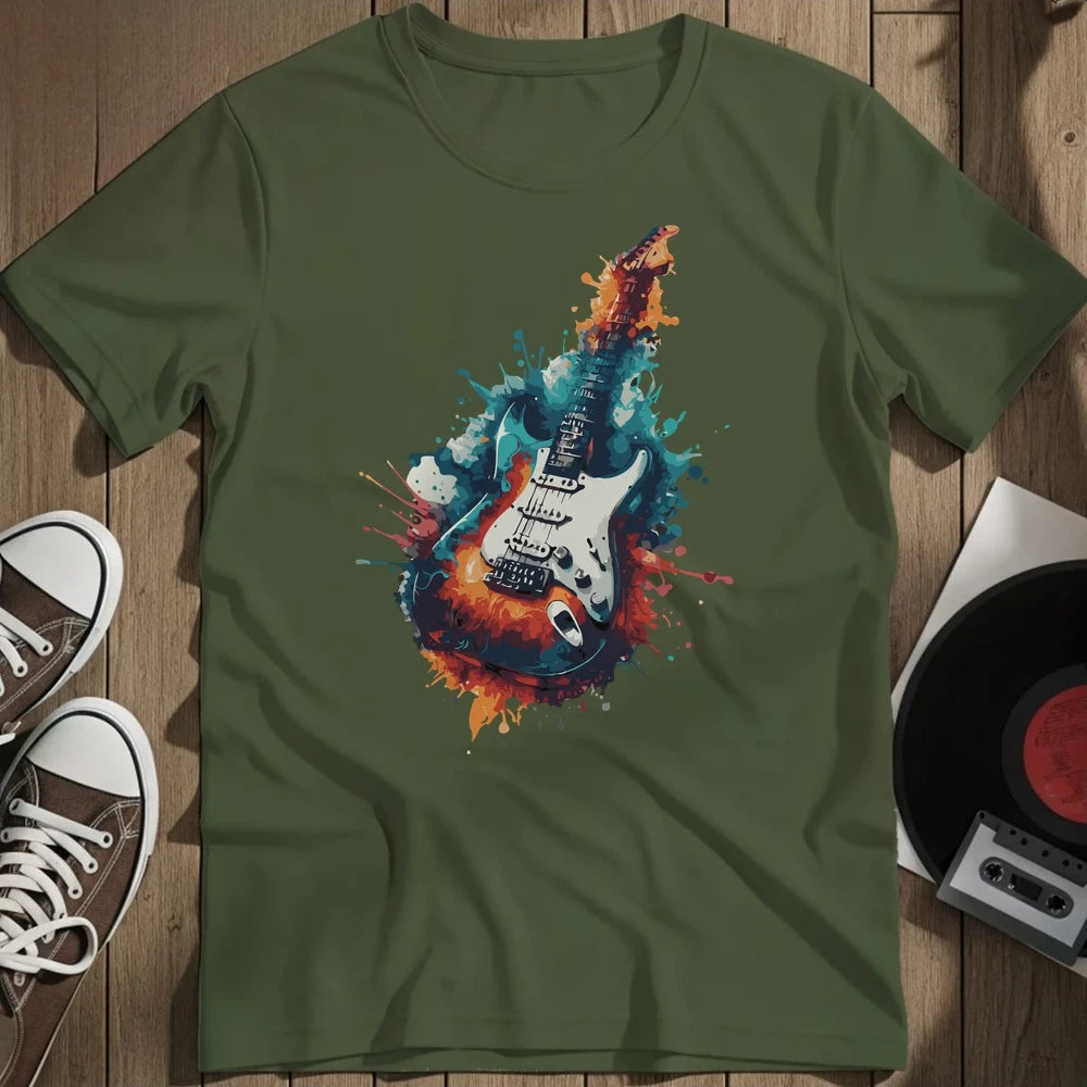 Colorblow Guitar T-Shirt - Military Green