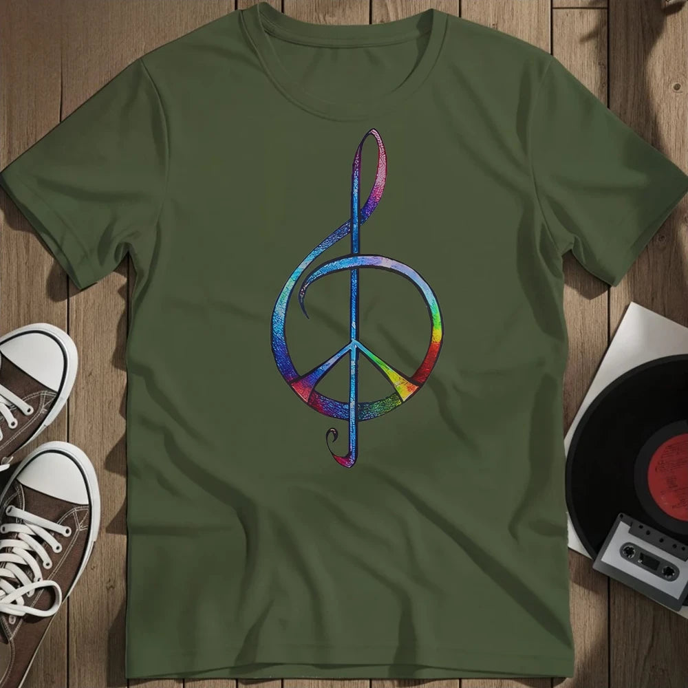 Colorful Peace Note T-Shirt - Military Green
