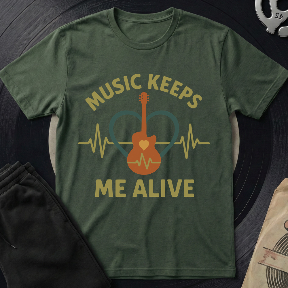 Music Keeps Me Alive T-Shirt - Military Green