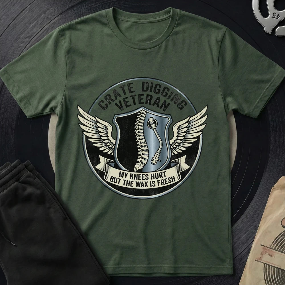 Crate Digging Veteran T-Shirt - Military Green