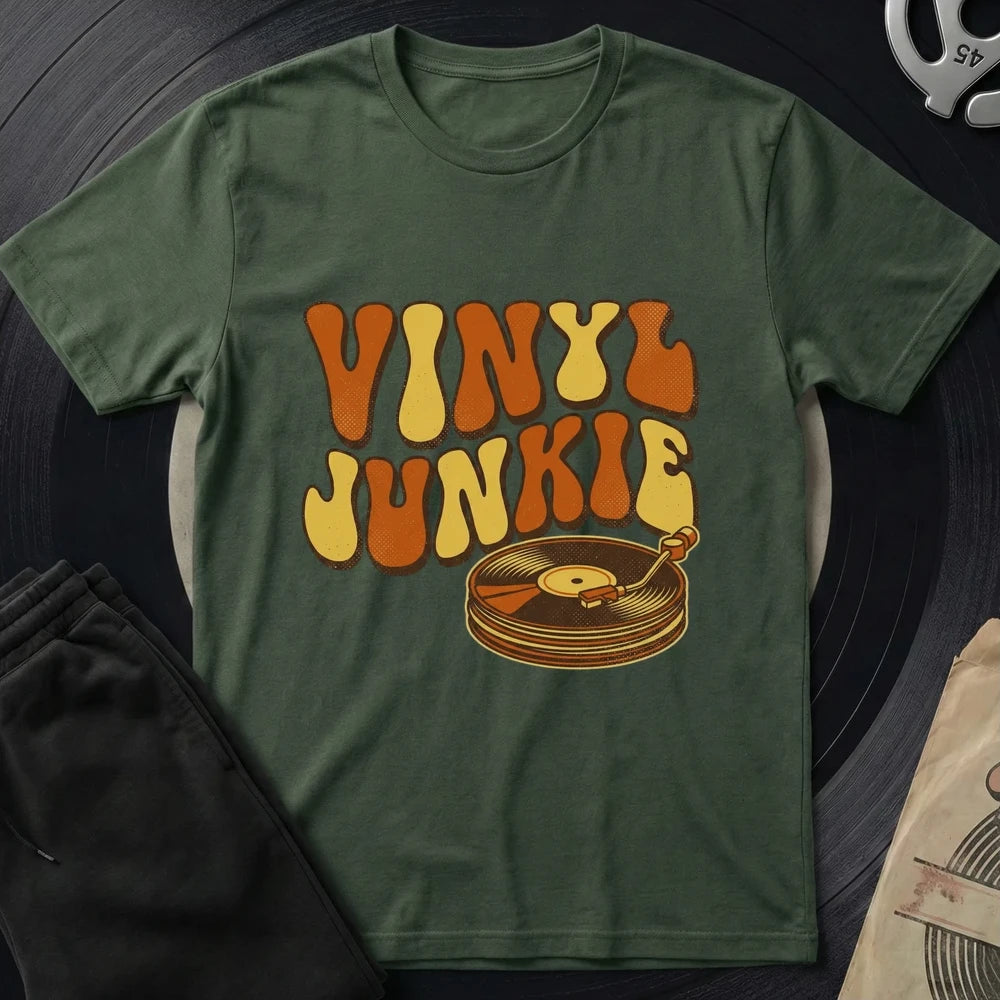 Vinyl Junkie T-Shirt - Military Green