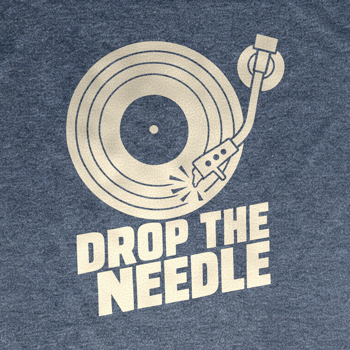 Drop the Needle Tee - Dark Heather Grey close-up print
