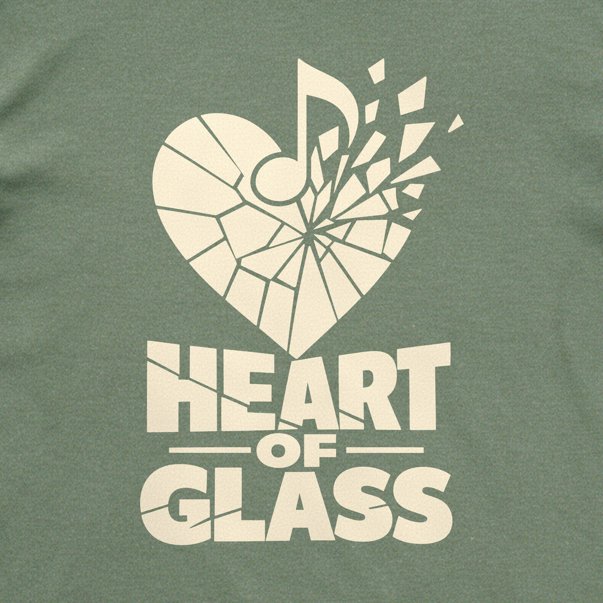 Heart of Glass Tee - Military Green close-up print