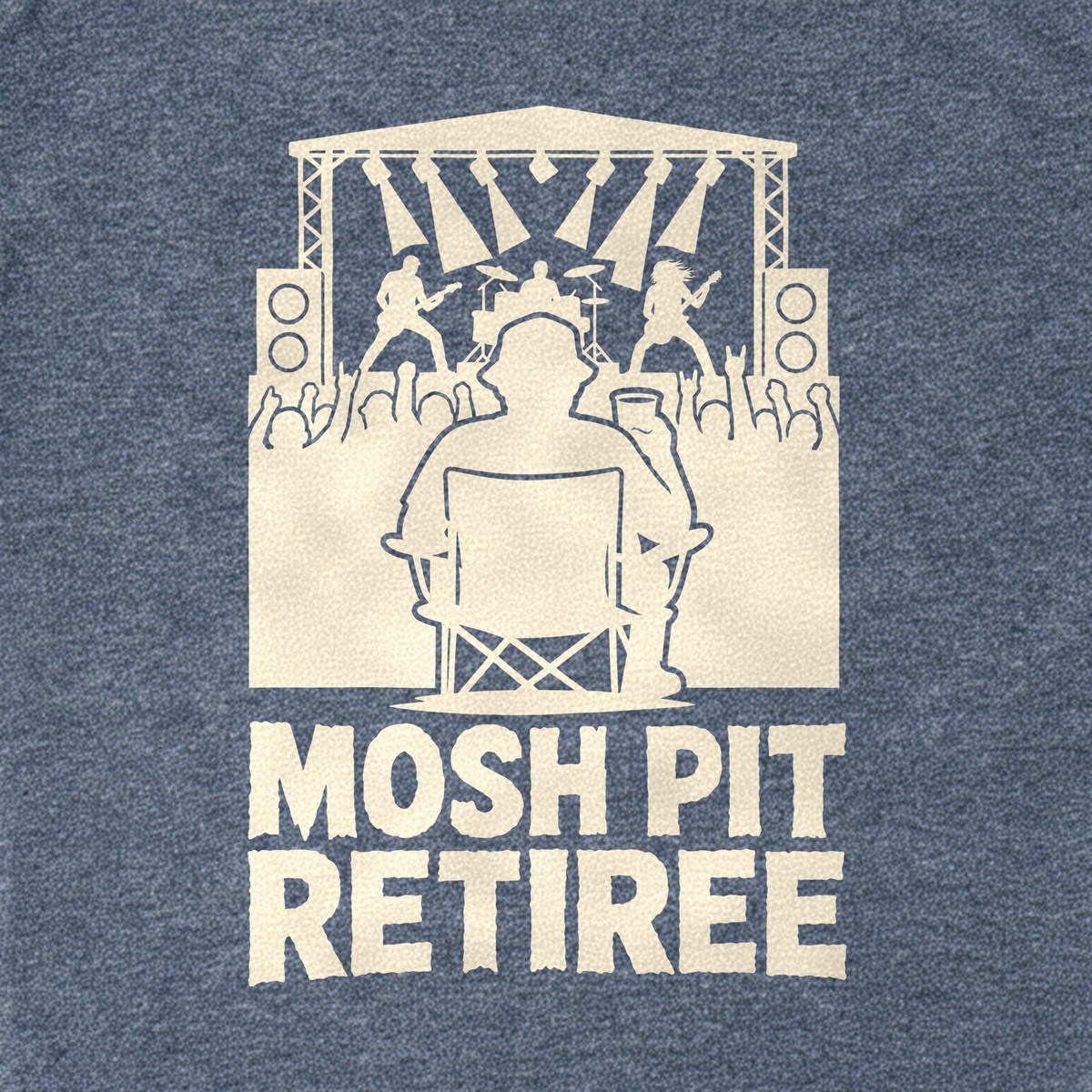 Mosh Pit Retiree Tee - Dark Heather Grey close-up print