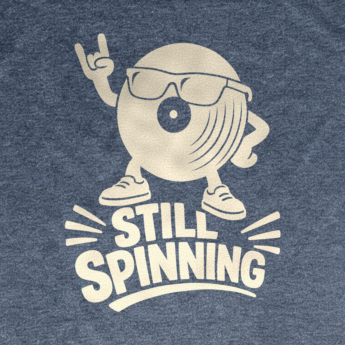 Still Spinning Tee - Dark Heather Grey close-up print
