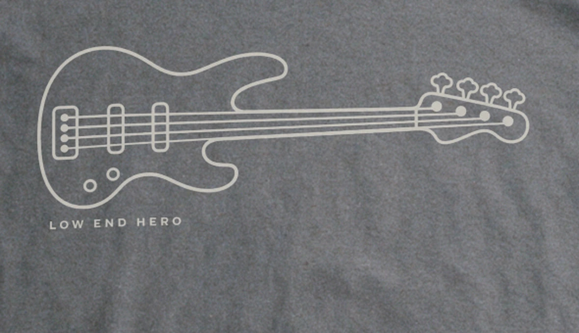 Low End Hero Tee - Charcoal close-up print