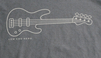 Low End Hero Tee - Charcoal close-up print