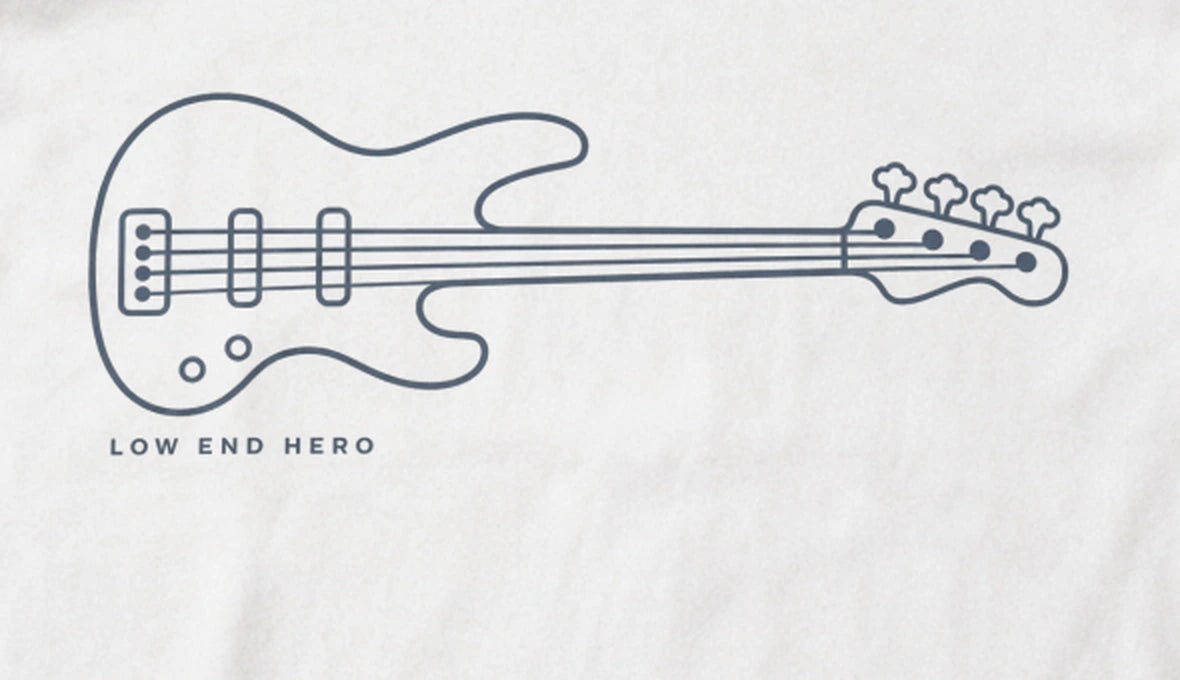 Low End Hero Tee - White close-up print