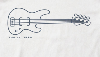 Low End Hero Tee - White close-up print