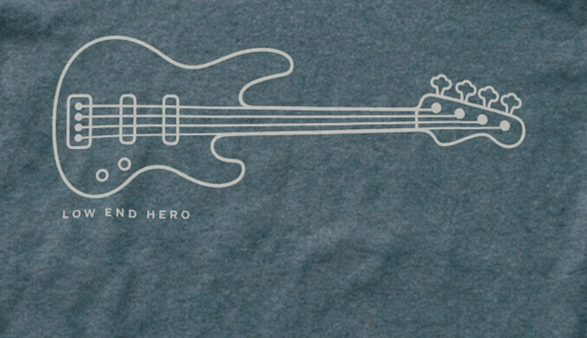 Low End Hero Tee - Dark Heather Grey close-up print