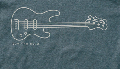 Low End Hero Tee - Dark Heather Grey close-up print