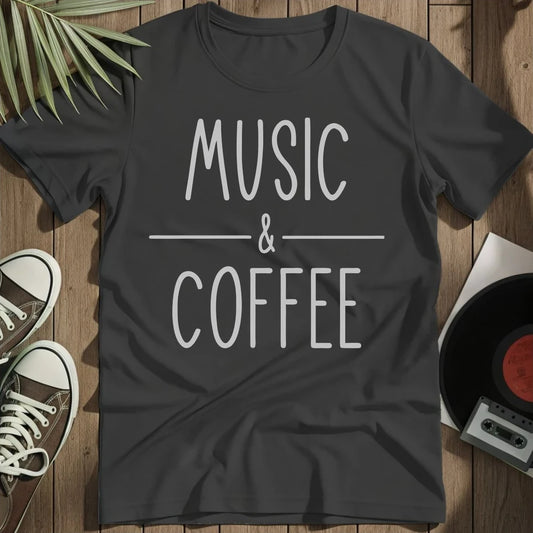 Music And Coffee T-Shirt - Black
