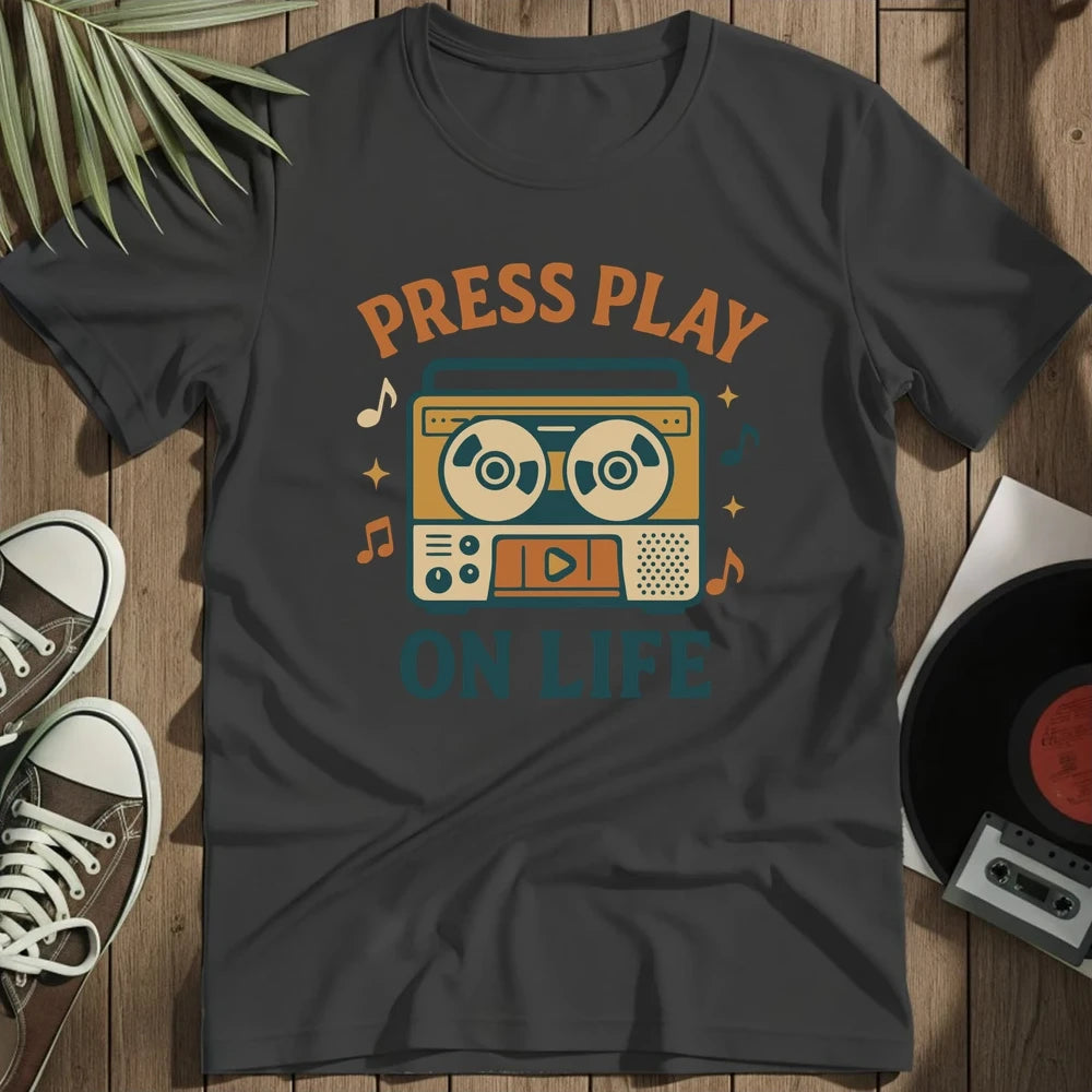 Press Play On Life T-Shirt - Black