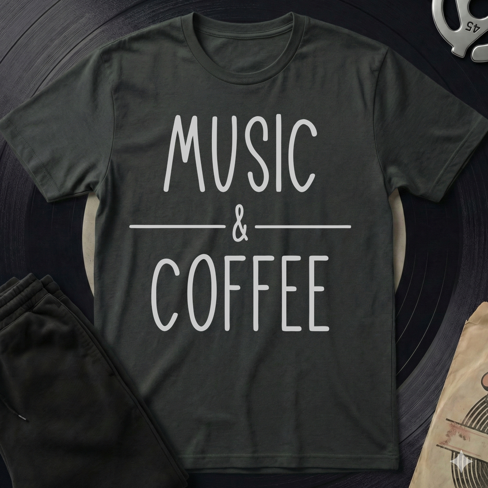 Music And Coffee T-Shirt - Black
