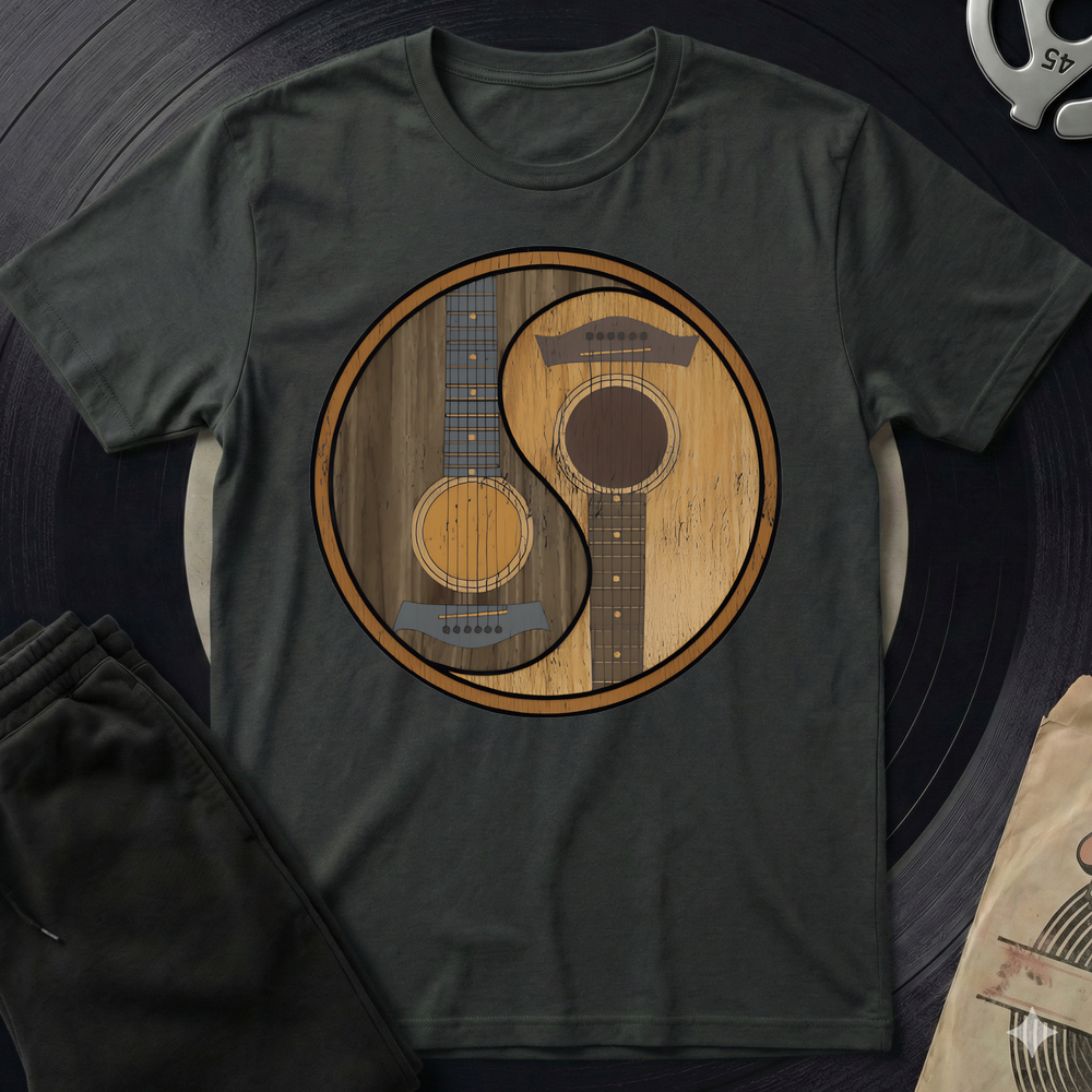 Yin Yang Guitar Base T-Shirt - Black