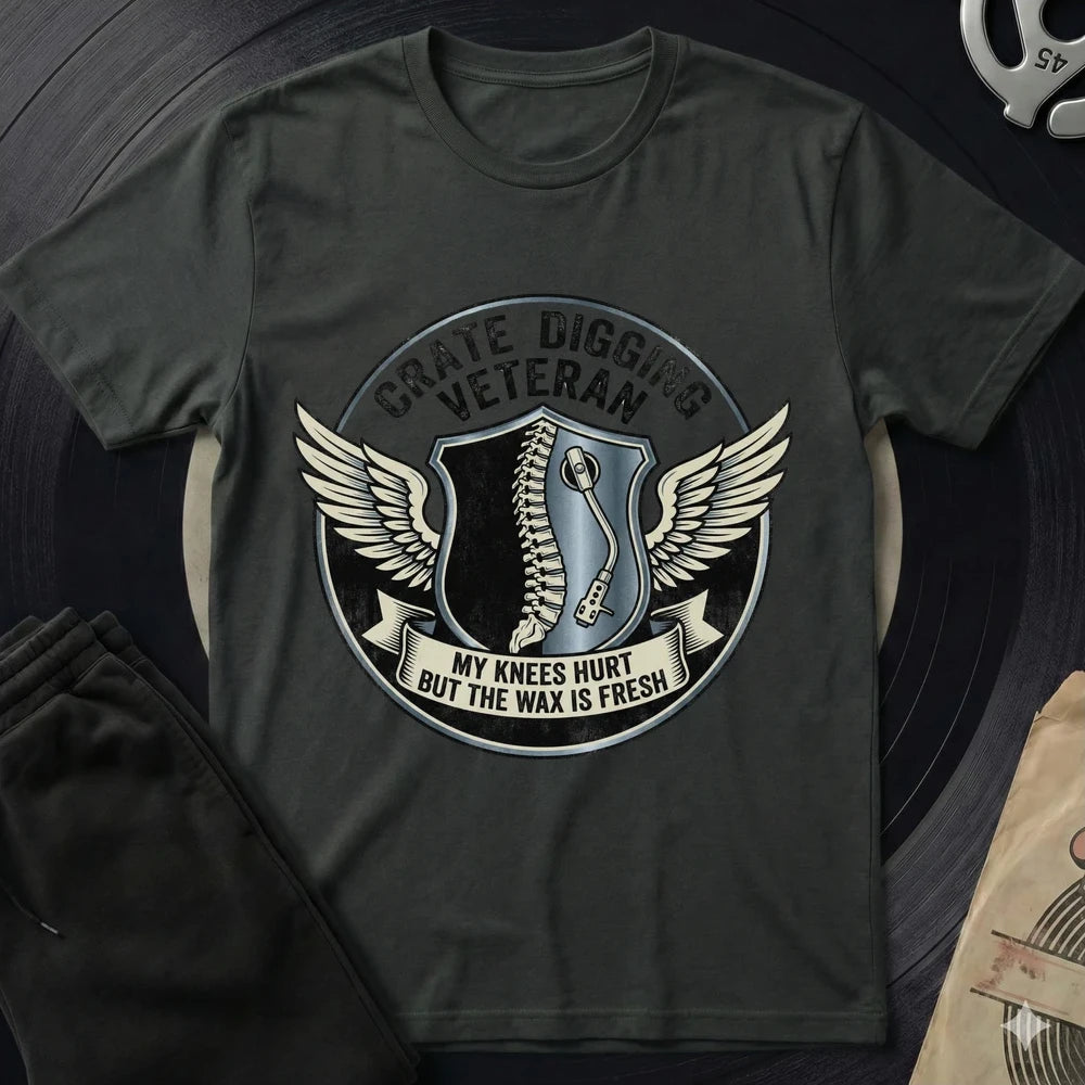Crate Digging Veteran T-Shirt - Black