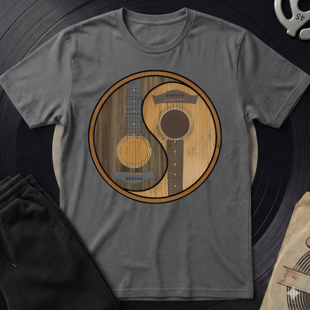 Yin Yang Guitar Base T-Shirt - Charcoal