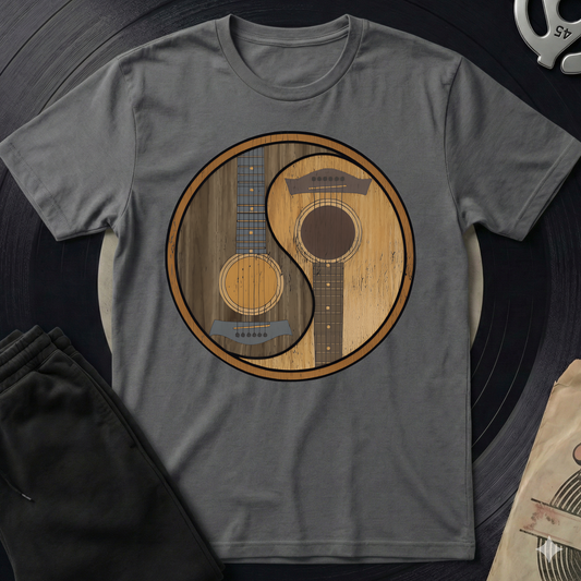 Yin Yang Guitar Base T-Shirt - Charcoal