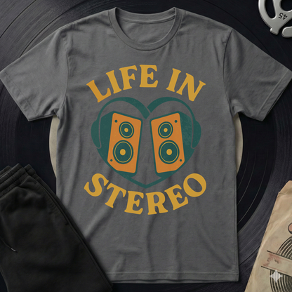 Life In Stereo T-Shirt - Charcoal