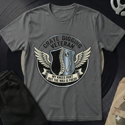 Crate Digging Veteran T-Shirt - Charcoal