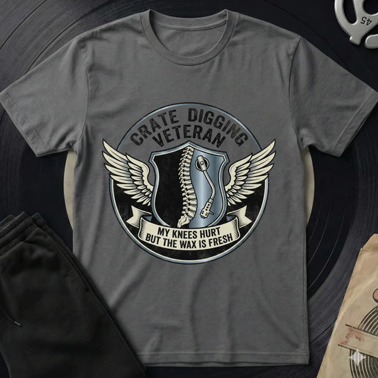 Crate Digging Veteran T-Shirt - Charcoal