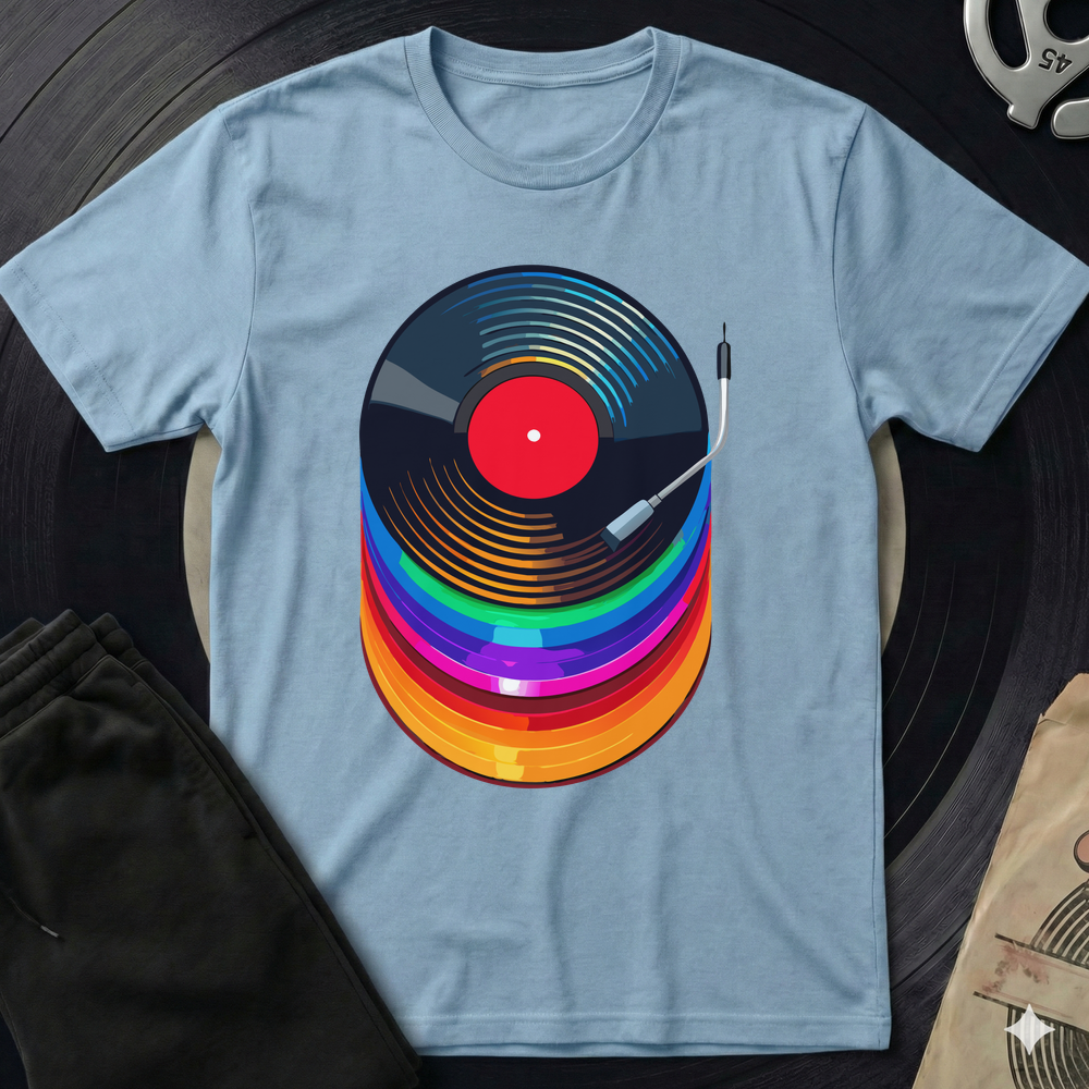 Colorful Vinyl T-Shirt - Light Blue