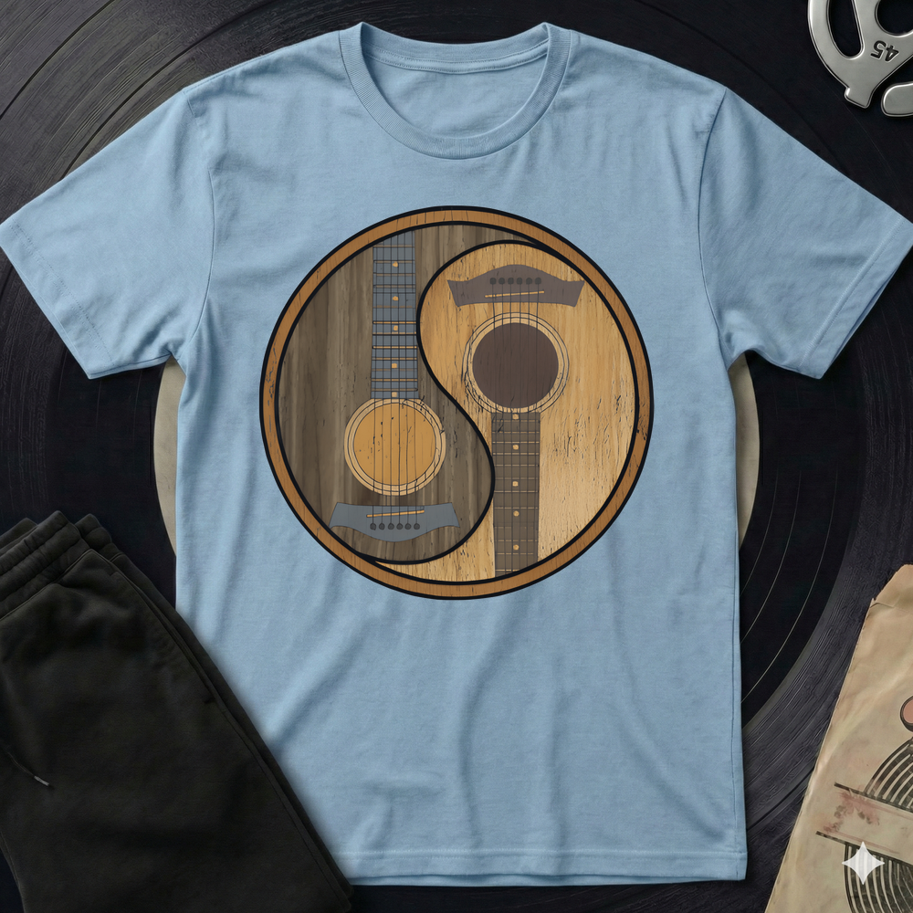Yin Yang Guitar Base T-Shirt - Light Blue