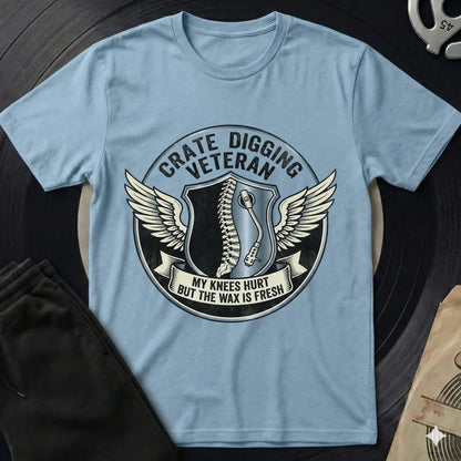 Crate Digging Veteran T-Shirt - Light Blue