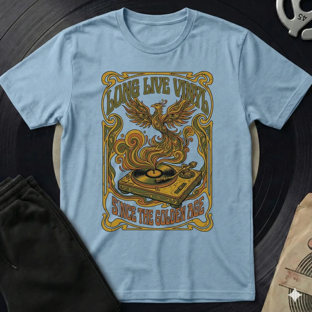 Long Live Vinyl T-Shirt - Light Blue