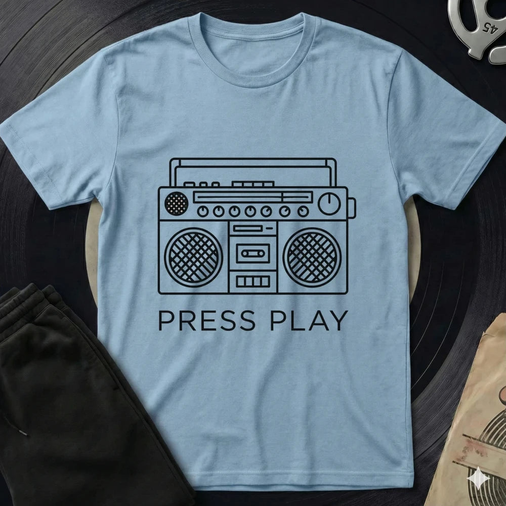 Press Play T-Shirt - Light Blue
