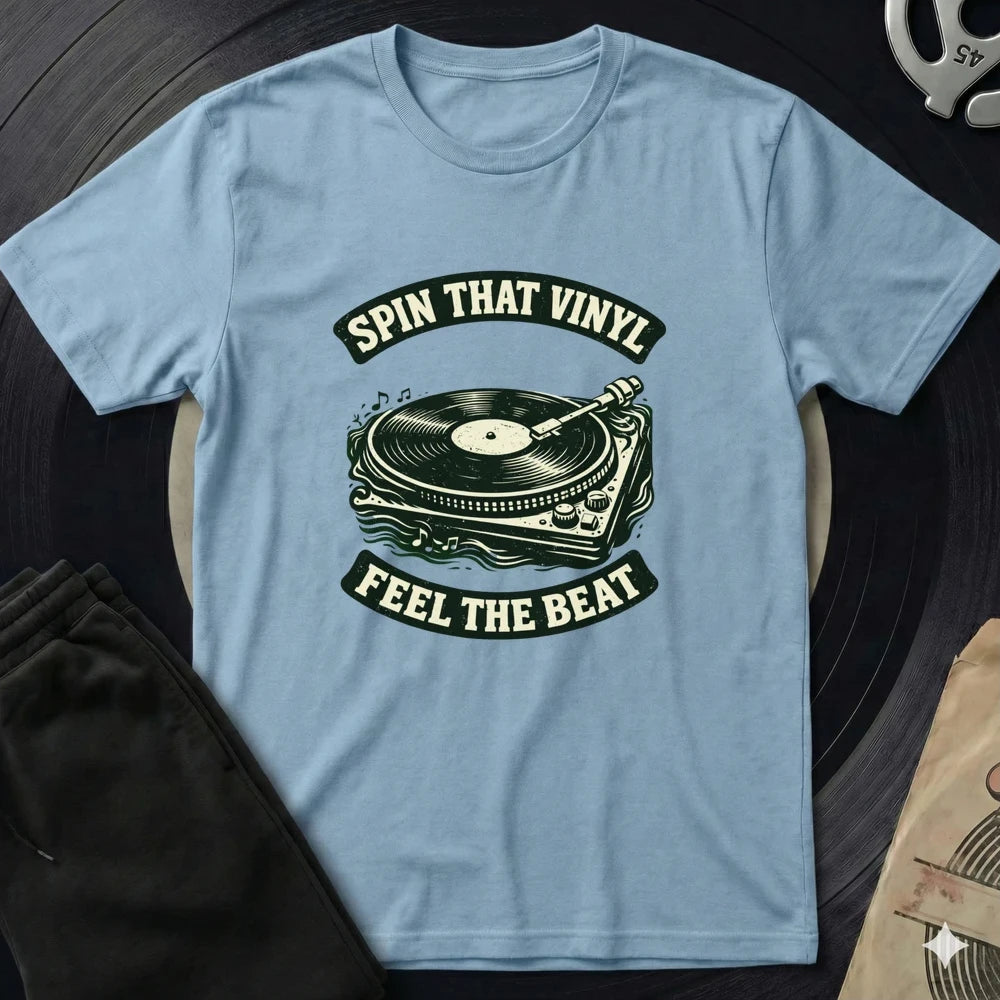 Spin That Vinyl T-Shirt - Light Blue