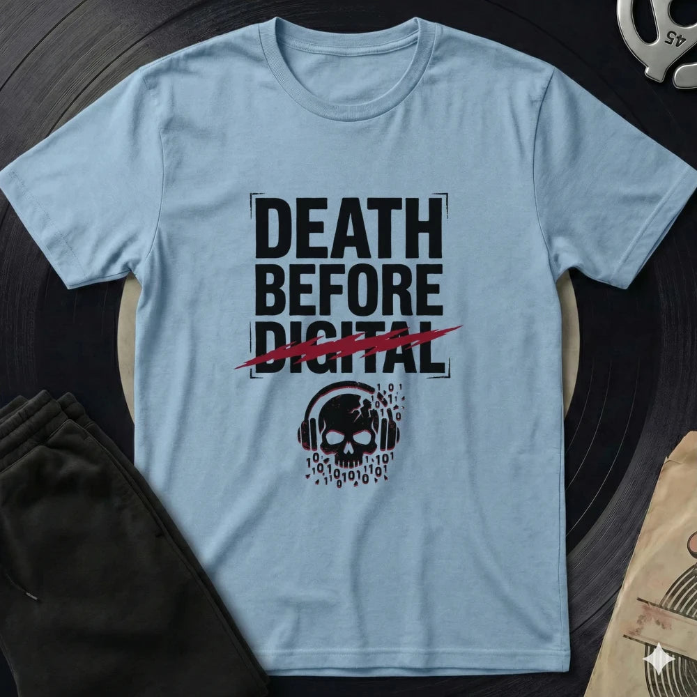 Death Before Digital T-Shirt - Light Blue
