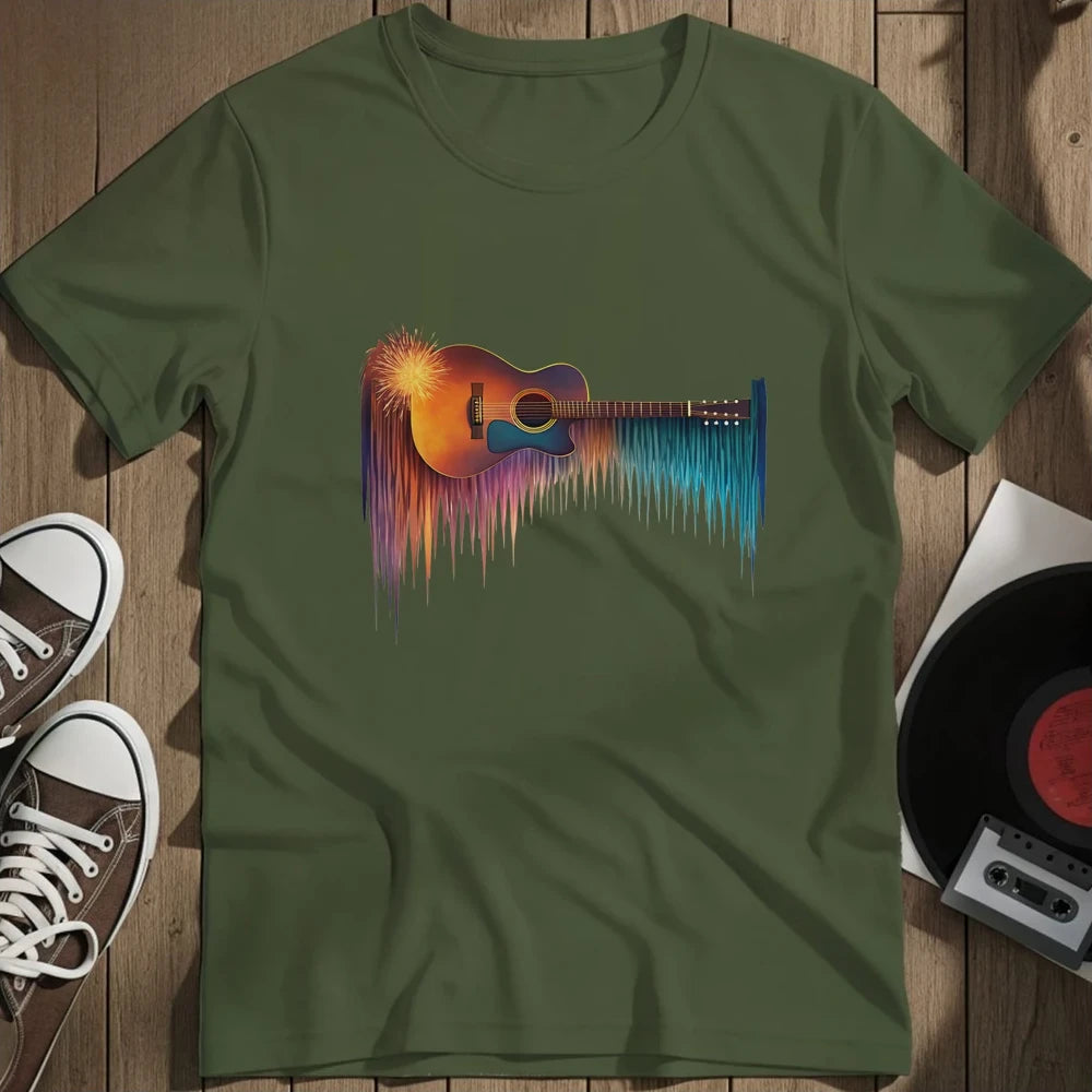 Colorful Guitar T-Shirt - Military Green
