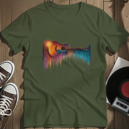 Colorful Guitar T-Shirt - Military Green