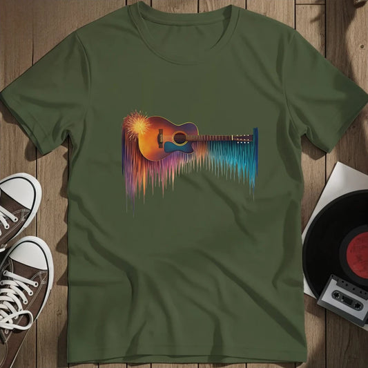 Colorful Guitar T-Shirt - Military Green