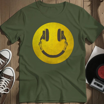 Distorted Smiley T-Shirt - Military Green