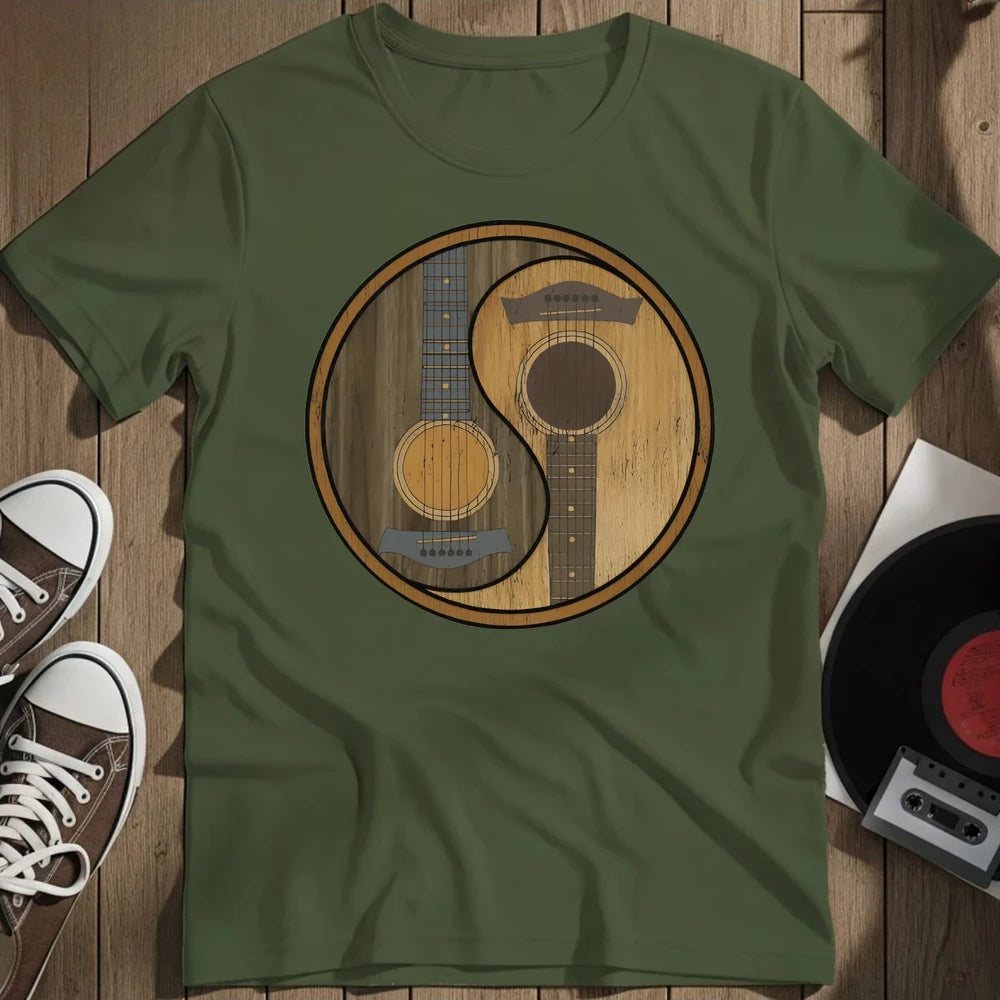 Yin Yang Guitar Base T-Shirt - Military Green