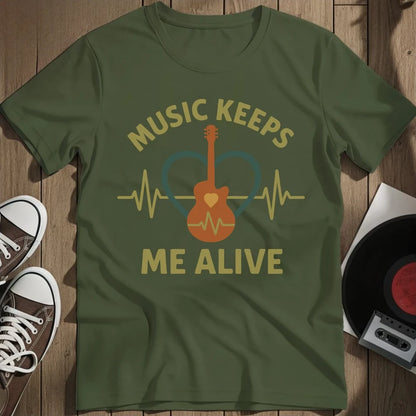 Music Keeps Me Alive T-Shirt - Military Green