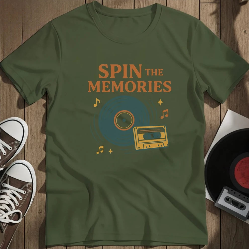 Spin The Memories T-Shirt - Military Green