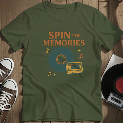 Spin The Memories T-Shirt - Military Green