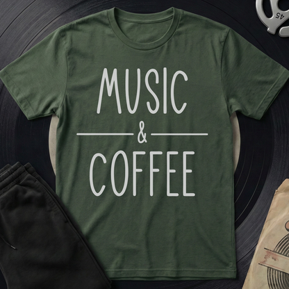 Music And Coffee T-Shirt - Military Green