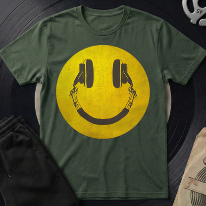 Distorted Smiley T-Shirt - Military Green