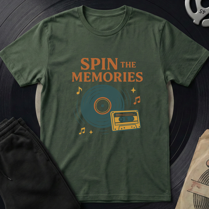 Spin The Memories T-Shirt - Military Green