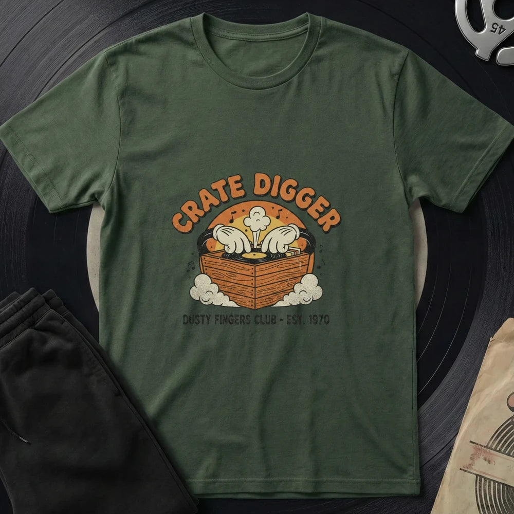 Crate Digger T-Shirt - Military Green