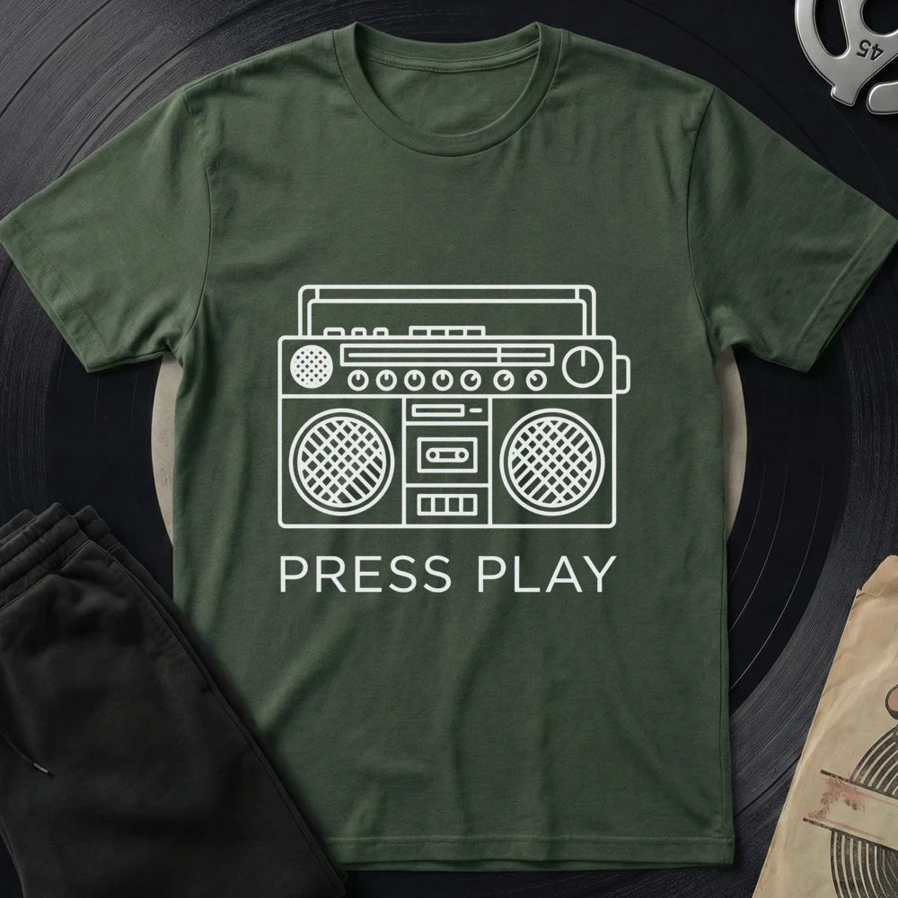 Press Play T-Shirt - Military Green