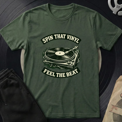 Spin That Vinyl T-Shirt - Military Green
