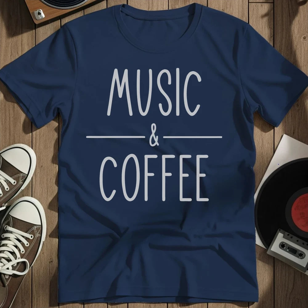 Music And Coffee T-Shirt - Navy