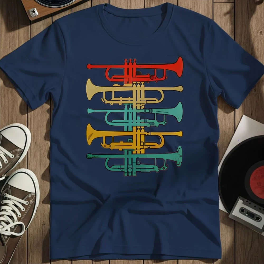 Colorful Trumpets T-Shirt - Navy