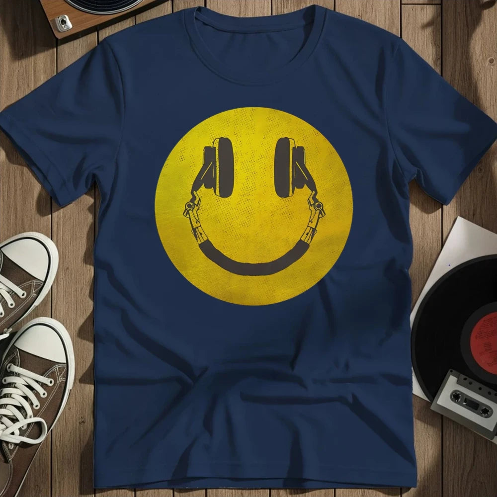 Distorted Smiley T-Shirt - Navy