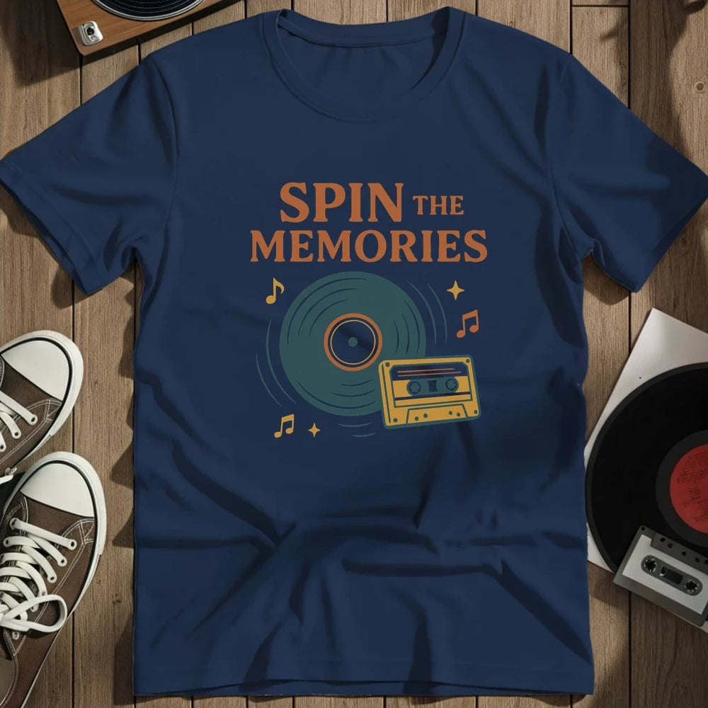 Spin The Memories T-Shirt - Navy
